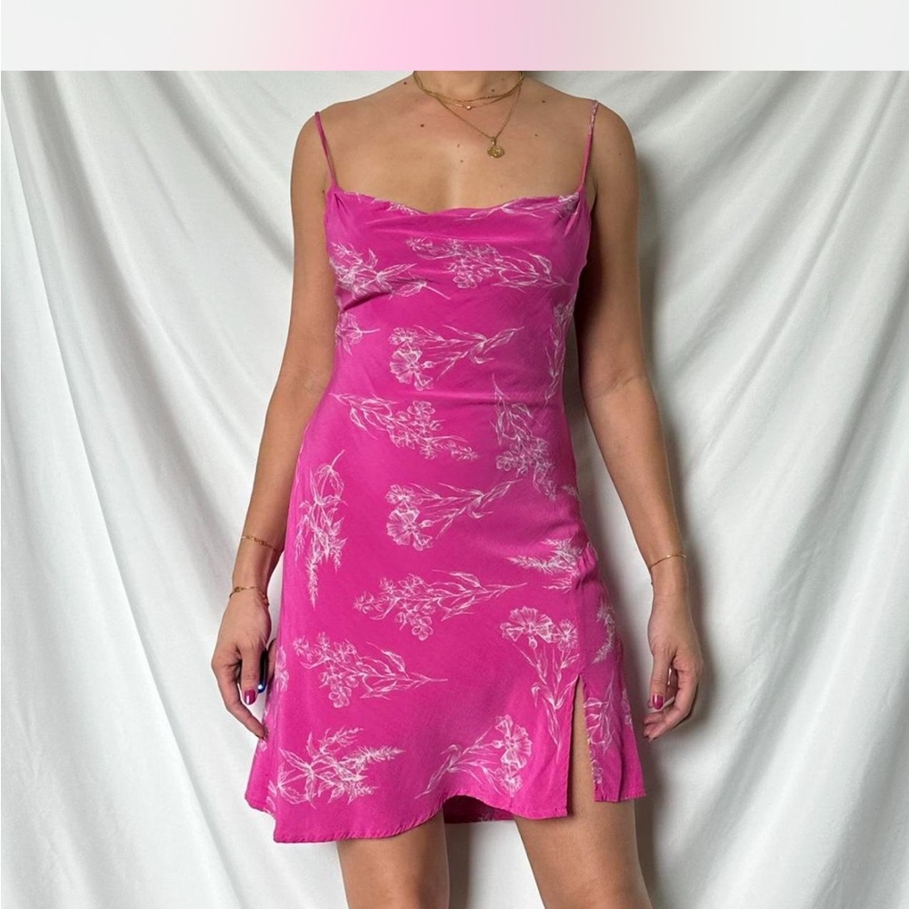 Astr Fuchsia Floral Dress